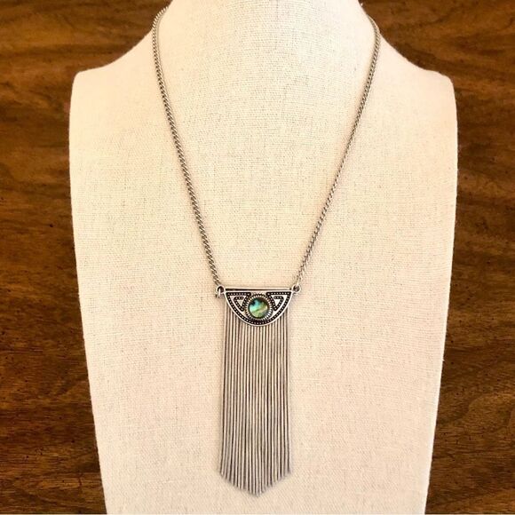 American Eagle | Abalone Fringe Pendant Necklace | 20” Adjustable - Picture 2 of 4